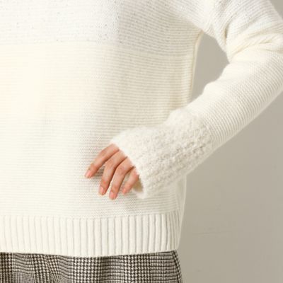 〔＋サイズ〕純白ニットオフタートル（７８０８ＩＷ１３）