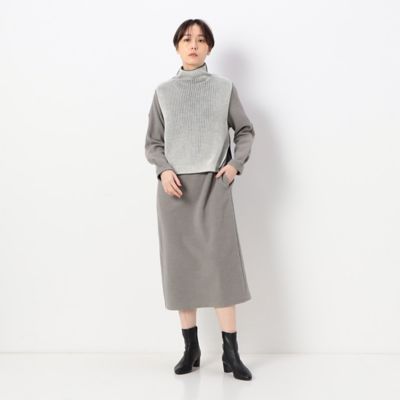 ＜Gabardine K.T+ (Women/大きいサイズ)＞〔　＋サイズ　〕　のびのびフラノジャージー　ニットベスト付ワンピース（７８０８ＯＡ０９）