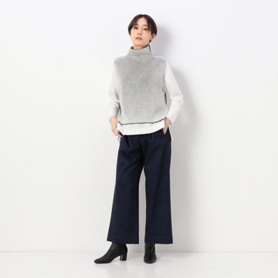 〔　＋サイズ　〕　のびのびフラノジャージー　ニットベスト付ワンピース（７８０８ＯＡ０９）