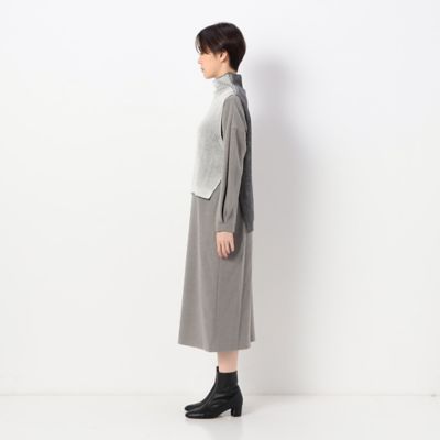 〔　＋サイズ　〕　のびのびフラノジャージー　ニットベスト付ワンピース（７８０８ＯＡ０９）