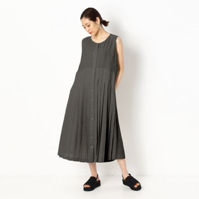 〔＋サイズ〕抄繊糸キュプラ平織り　プリーツドレス（７８０９ＯＹ０４）