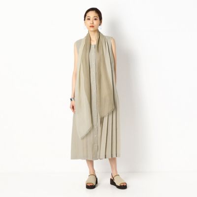 〔＋サイズ〕抄繊糸キュプラ平織り　プリーツドレス（７８０９ＯＹ０４）