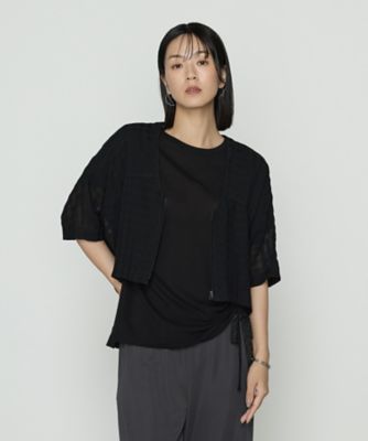 ＜Gabardine K.T+ (Women/大きいサイズ)＞〔　＋サイズ　〕　チェック柄カラミ　ショートブルゾン（７８１０ＶＫ０６）