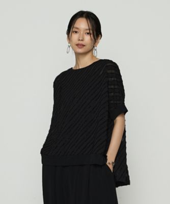 ＜Gabardine K.T+ (Women/大きいサイズ)＞〔　＋サイズ　〕　バ　イアス柄カットジャカード　バイアス柄プルオーバー（７８１１ＢＫ０７）