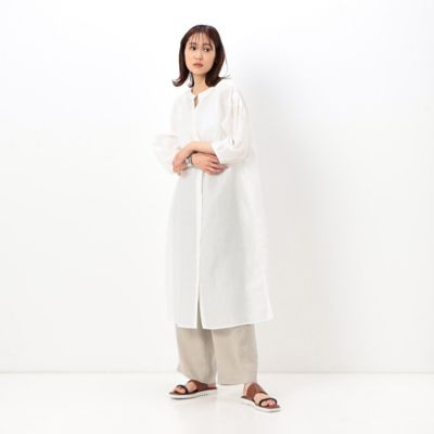 ＋サイズ 〕 夏椿柄ふくれジャカード ロングブラウス