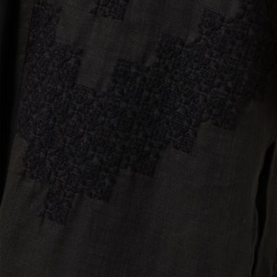 〔＋サイズ〕【洗える】菱文様刺繍　七分袖ローブシャツ（７８１４ＨＹ１２）