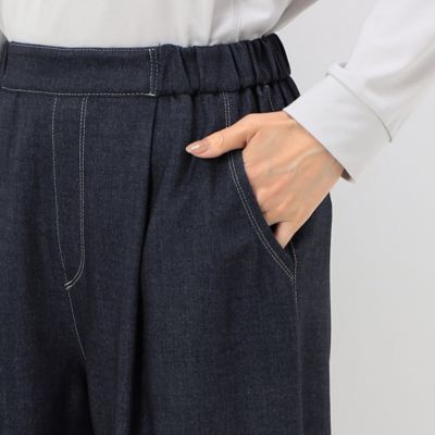 〔＋サイズ〕【洗える】デニム調プリント　ワイドパンツ（７８１５ＰＡ０２）