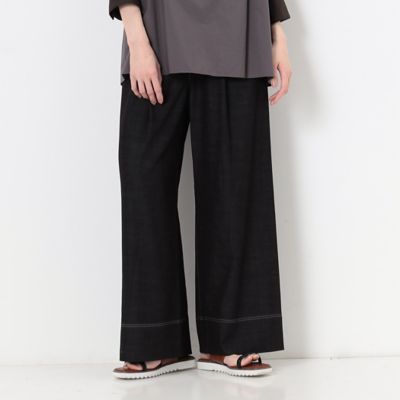 ＜Gabardine K.T+ (Women/大きいサイズ)＞〔　＋サイズ　〕　【洗える】デニム見えシャンブレーツイル　ワイドパンツ（７８１５ＰＣ０３）