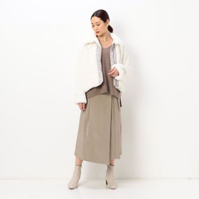 〔＋サイズ〕【洗える】タフタ　巻き風スカート（７８１６ＦＡ０３）