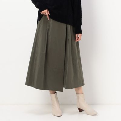 〔＋サイズ〕【洗える】タフタ　巻き風スカート（７８１６ＦＡ０３）