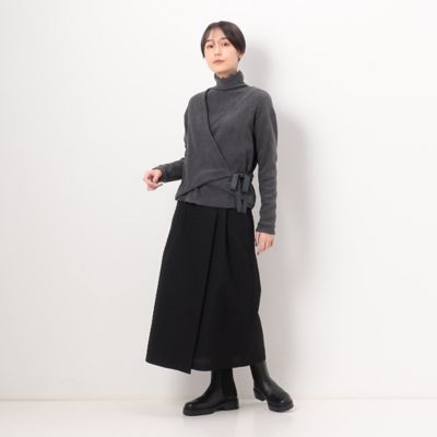 〔　＋サイズ　〕　ふくれ千鳥ジャカード　巻き風バルーンスカート（７８１６ＦＥ０５）