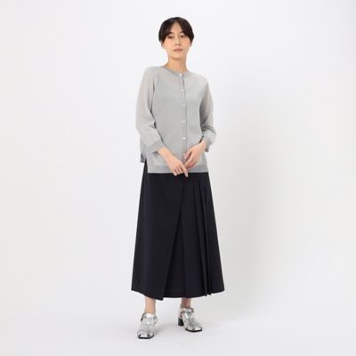 〔　＋サイズ　〕　ストレッチタッサー　ランダムプリーツスカート（７８１６ＦＧ０４）