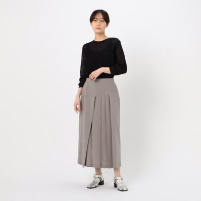 〔　＋サイズ　〕　ストレッチタッサー　ランダムプリーツスカート（７８１６ＦＧ０４）