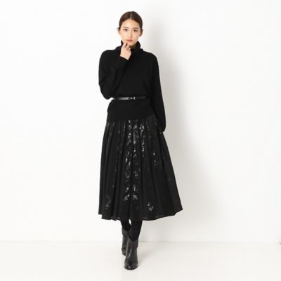 〔＋サイズ〕箔加工　フェイクレザー　プリーツスカート（７８１６ＦＷ０１）