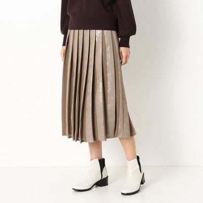 〔＋サイズ〕箔加工　フェイクレザー　プリーツスカート（７８１６ＦＷ０１）