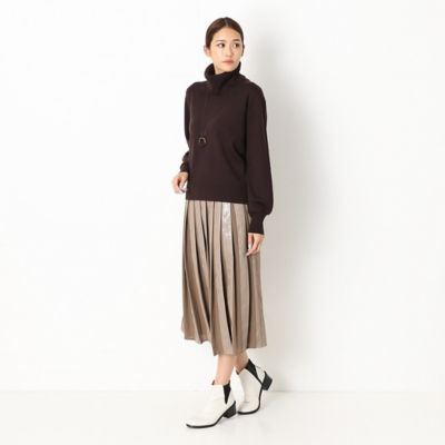 〔＋サイズ〕箔加工　フェイクレザー　プリーツスカート（７８１６ＦＷ０１）
