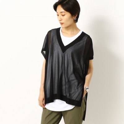 Gabardine K.T+ (Women/大きいサイズ)/ギャバジンケーティープラス 〔＋サイズ〕【洗える】ドライタッチレーヨン　シアーニットベスト（７８１９ＩＹ１５）
