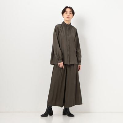 〔　＋サイズ　〕　【セットアップ対応】キュプラレーヨンシャーリングブラウス（７８２０ＢＢ０１）