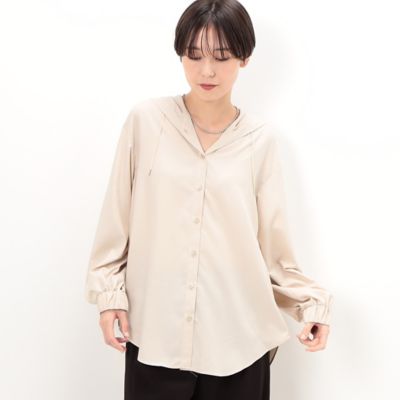 ＜Gabardine K.T+ (Women/大きいサイズ)＞〔　＋サイズ　〕　マイクロスパン　フード付きブラウス（７８２０ＢＥ０３）