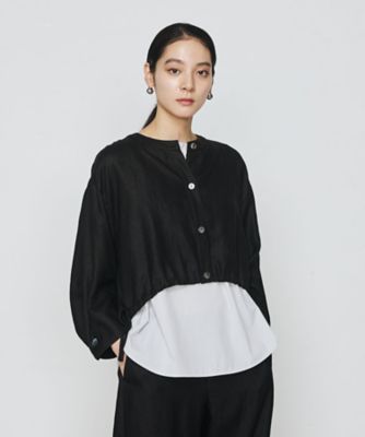Gabardine K.T+ (Women/大きいサイズ)/ギャバジンケーティープラス 〔 +サイズ 〕 麻調合繊 レイヤードブルゾン(7820BK03)