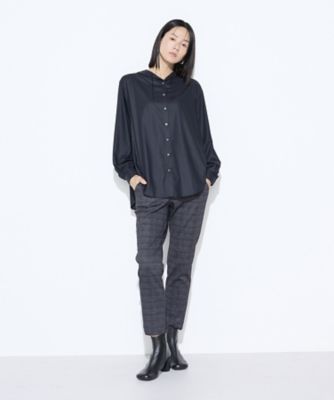 ＋サイズ 〕 マイクロスパン フード付きブラウス