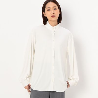 ＜Gabardine K.T+ (Women/大きいサイズ)＞〔＋サイズ〕【洗える】マイクロスムース椿オイル加工　袖ギャザーブラウス（７８２０ＨＡ０２）