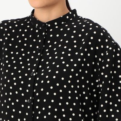 〔　＋サイズ　〕　バックサテンアムンゼン　シアー袖切り替えシャツ（７８２０ＨＥ０１）