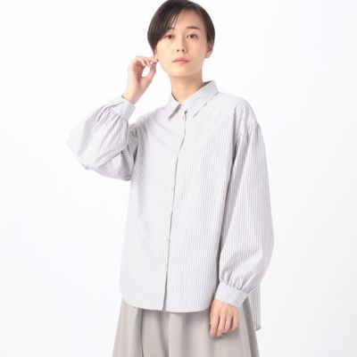 Gabardine K.T+ (Women/大きいサイズ)/ギャバジンケーティープラス 〔　＋サイズ　〕　ストライプブロード　お袖たっぷりストライプブラウス（７８２０ＨＧ０１）
