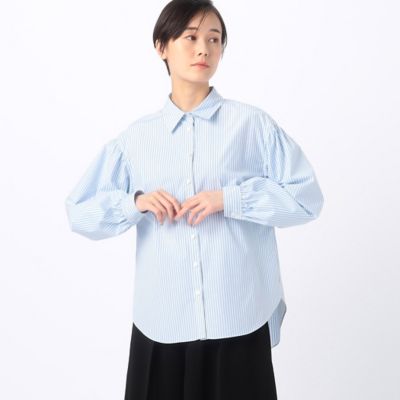 〔　＋サイズ　〕　ストライプブロード　お袖たっぷりストライプブラウス（７８２０ＨＧ０１）