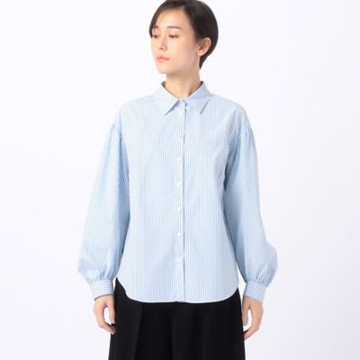 〔　＋サイズ　〕　ストライプブロード　お袖たっぷりストライプブラウス（７８２０ＨＧ０１）