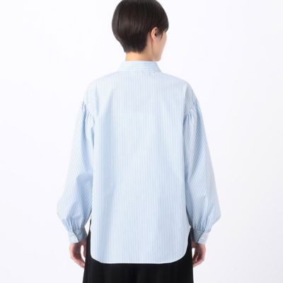 〔　＋サイズ　〕　ストライプブロード　お袖たっぷりストライプブラウス（７８２０ＨＧ０１）