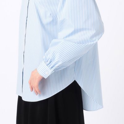 〔　＋サイズ　〕　ストライプブロード　お袖たっぷりストライプブラウス（７８２０ＨＧ０１）