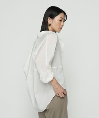 ＜Gabardine K.T+ (Women/大きいサイズ)＞〔　＋サイズ　〕　ドライオーガンジー　ステッチワークドルマンシャツ（７８２０ＨＫ０４）