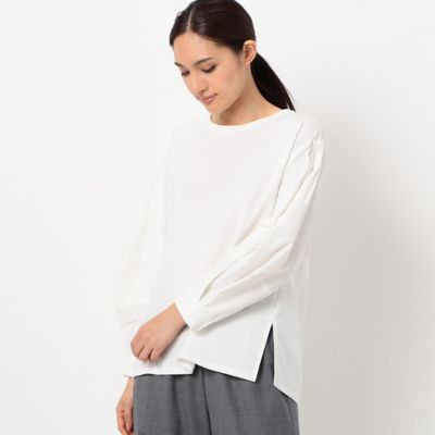 ＜Gabardine K.T+ (Women/大きいサイズ)＞〔＋サイズ〕【洗える】ハイゲージポンチ　袖パフプルオーバー（７８２１ＥＡ０３）