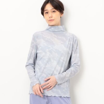 ＜Gabardine K.T+ (Women/大きいサイズ)＞〔　＋サイズ　〕　【前後２ＷＡＹ】波柄ピケスムース　ハイネックインナー（７８２１ＥＣ０２）