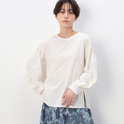 ＜Gabardine K.T+ (Women/大きいサイズ)＞〔　＋サイズ　〕　【洗える】ハイゲージポンチ　袖パフプルオーバー（７８２１ＥＣ０６）