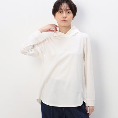 ＜Gabardine K.T+ (Women/大きいサイズ)＞〔　＋サイズ　〕　【洗える】ハイゲージポンチ　立襟風フードプルオーバー（７８２１ＥＣ０７）