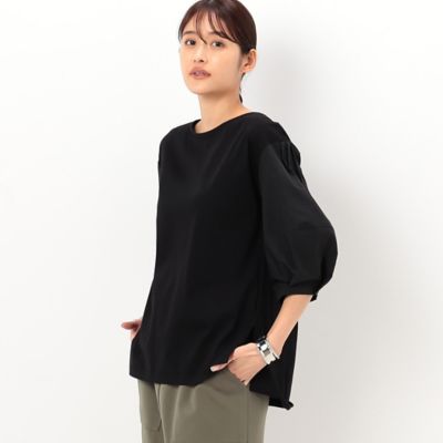 〔　＋サイズ　〕　【洗える】プレーティング天竺　ドッキングプルオーバー（７８２１ＥＣ１１）