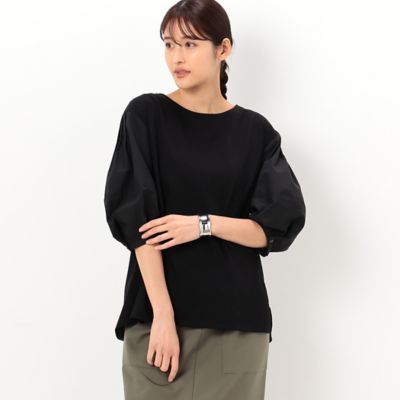 〔　＋サイズ　〕　【洗える】プレーティング天竺　ドッキングプルオーバー（７８２１ＥＣ１１）