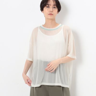 Gabardine K.T+ (Women/大きいサイズ)/ギャバジンケーティープラス 〔　＋サイズ　〕　【洗える】トリコットシフォン　クルーネックＴシャツ（７８２１ＥＣ１６）