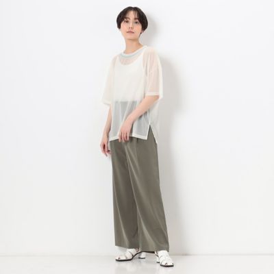 〔　＋サイズ　〕　【洗える】トリコットシフォン　クルーネックＴシャツ（７８２１ＥＣ１６）