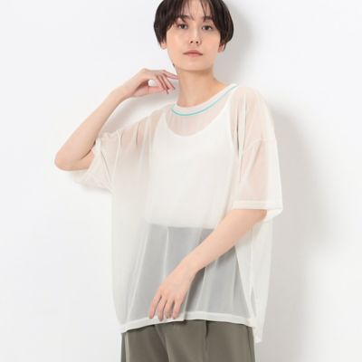 〔　＋サイズ　〕　【洗える】トリコットシフォン　クルーネックＴシャツ（７８２１ＥＣ１６）
