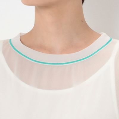 〔　＋サイズ　〕　【洗える】トリコットシフォン　クルーネックＴシャツ（７８２１ＥＣ１６）