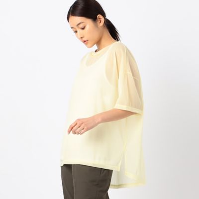 〔　＋サイズ　〕　【洗える】トリコットシフォン　クルーネックＴシャツ（７８２１ＥＣ１６）