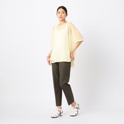 〔　＋サイズ　〕　【洗える】トリコットシフォン　クルーネックＴシャツ（７８２１ＥＣ１６）