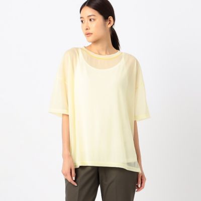 〔　＋サイズ　〕　【洗える】トリコットシフォン　クルーネックＴシャツ（７８２１ＥＣ１６）
