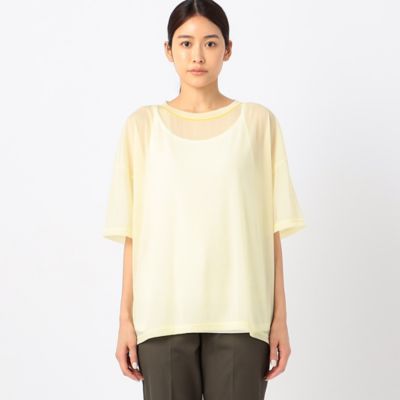 〔　＋サイズ　〕　【洗える】トリコットシフォン　クルーネックＴシャツ（７８２１ＥＣ１６）