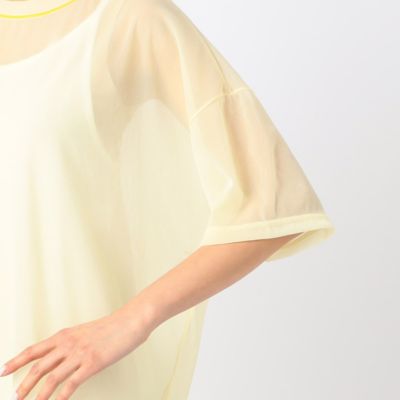 〔　＋サイズ　〕　【洗える】トリコットシフォン　クルーネックＴシャツ（７８２１ＥＣ１６）