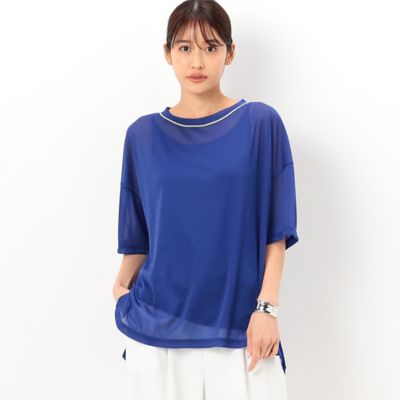 〔　＋サイズ　〕　【洗える】トリコットシフォン　クルーネックＴシャツ（７８２１ＥＣ１６）