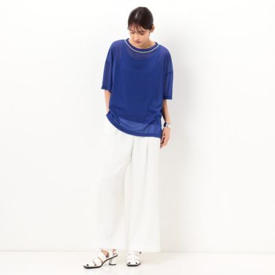 〔　＋サイズ　〕　【洗える】トリコットシフォン　クルーネックＴシャツ（７８２１ＥＣ１６）